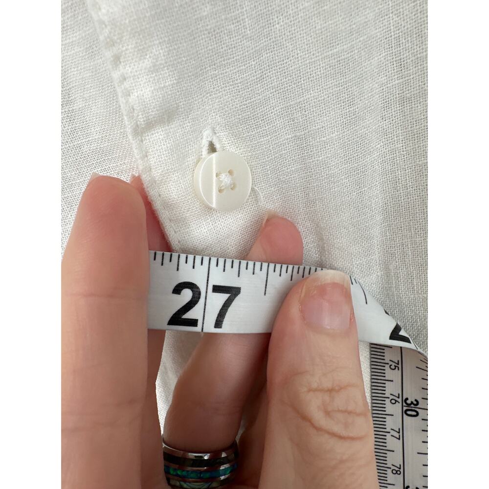 90s Vintage Shirt Mens XXL White Linen Button Short Sleeve Coastal Beach Camp - Picture 6 of 6